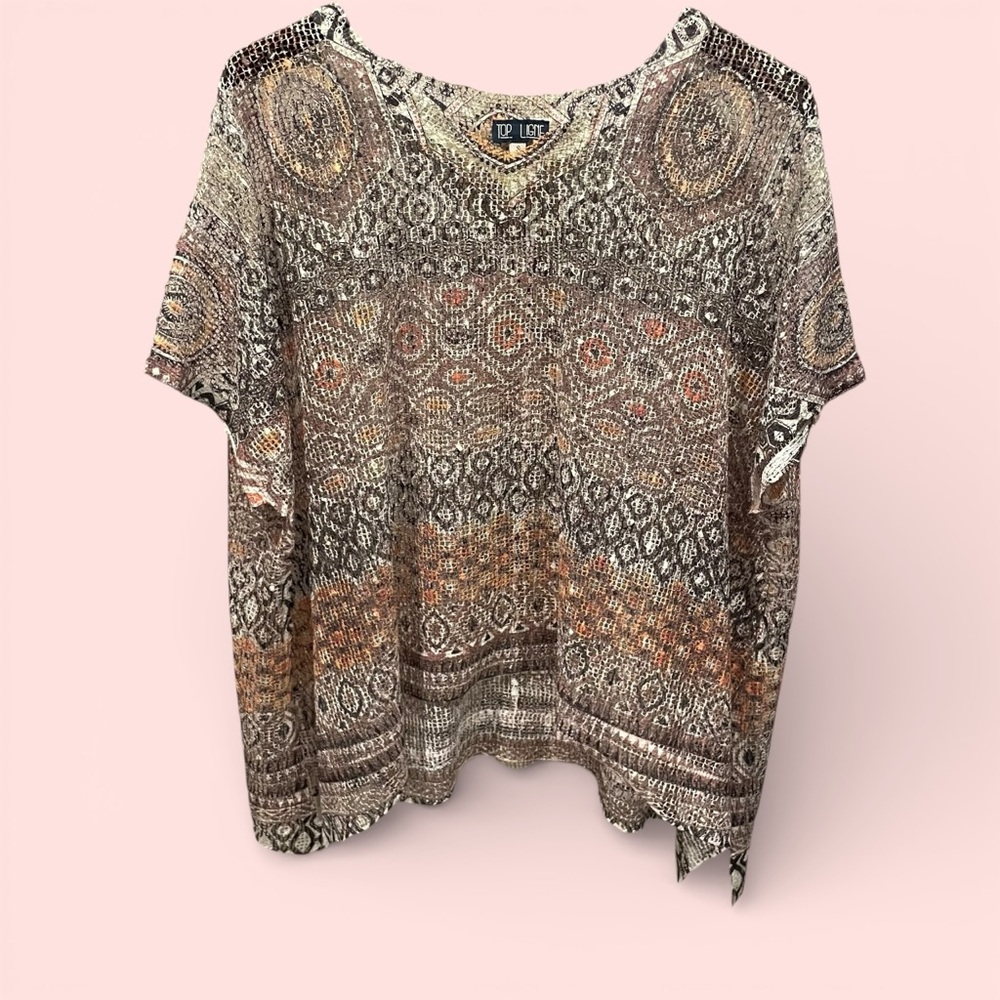 Cute Y2K style oversized aztec print crochet sweater top   Boho coquette